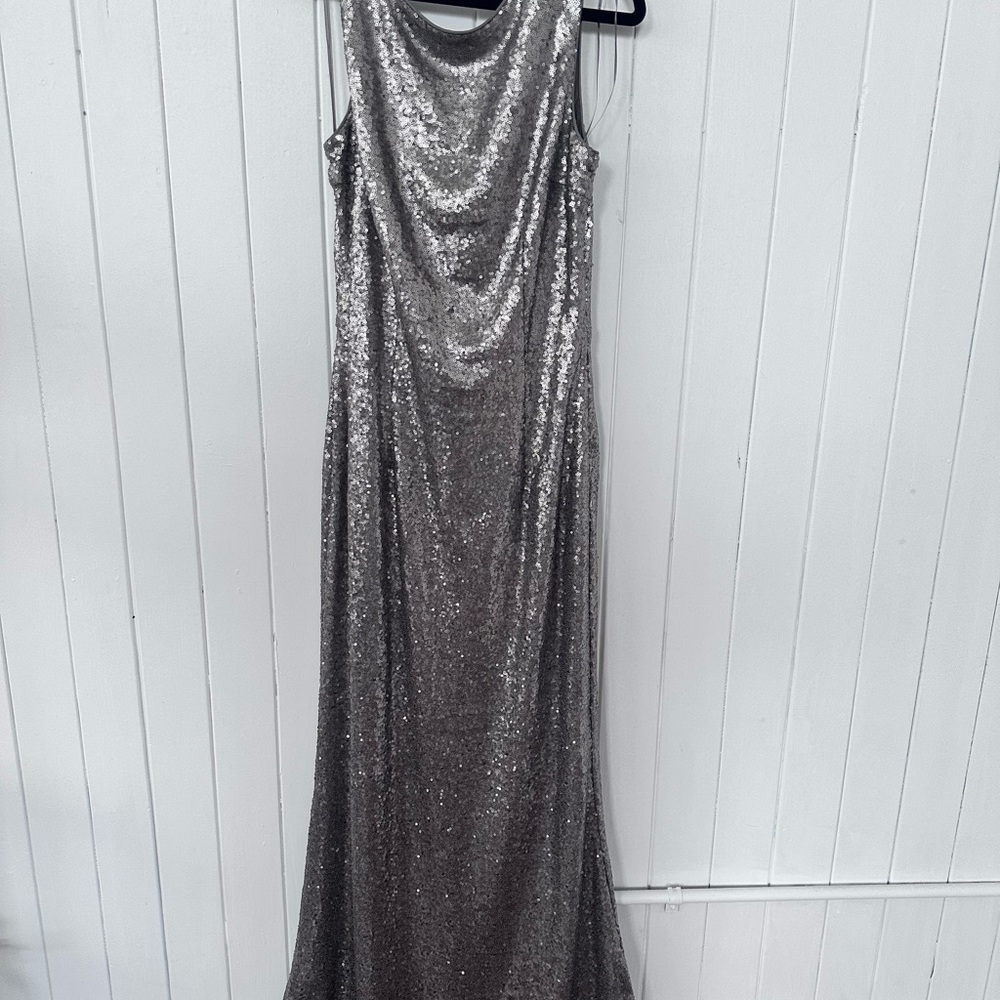 Lulu's Silver Sequin Backless Dress - image 4